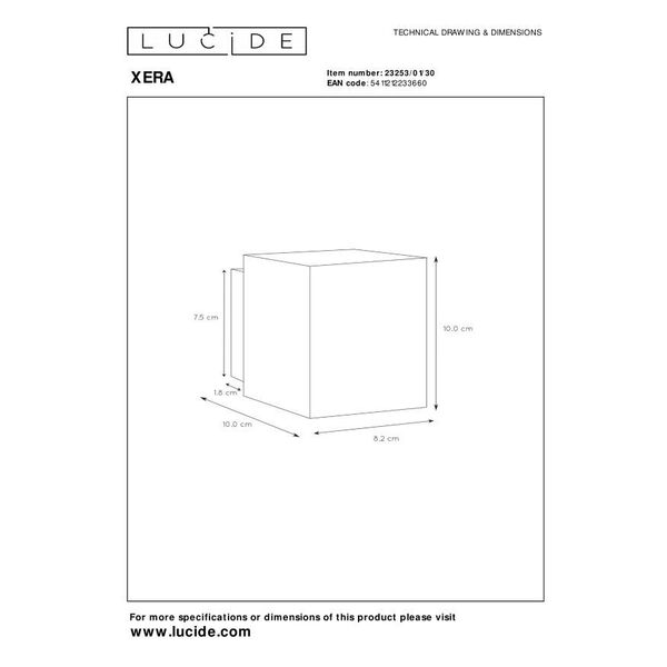 XERA Wall Light Square 1xG9 H10 W10 L8.2cm Black