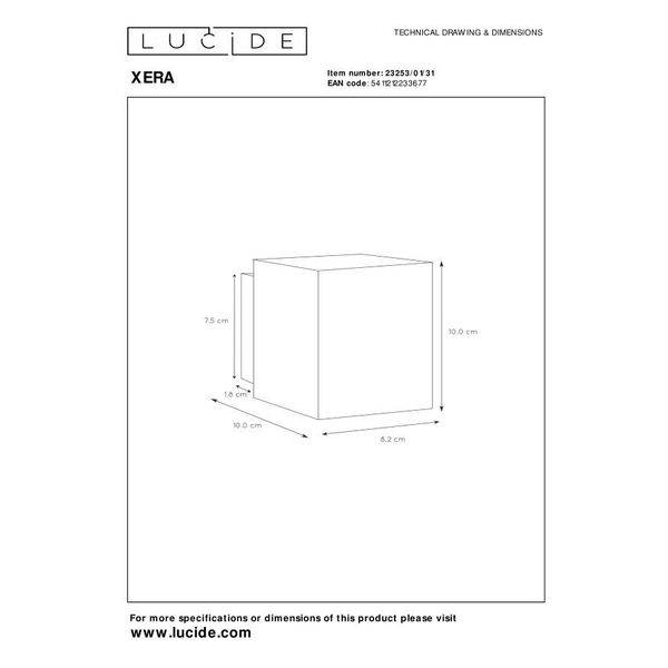 XERA Wall Light Square 1x9-G9 H10 W10 L8.2cm White