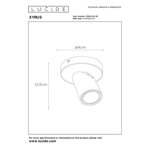 XYRUS Spot GU10/5W incl. DTW D9 H12.5cm Black