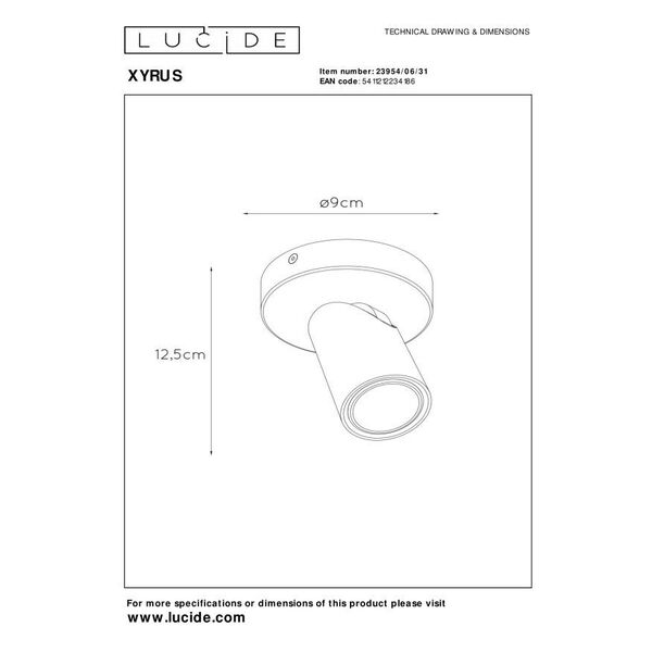 XYRUS Spot GU10/5W incl. DTW D9 H12.5cm White