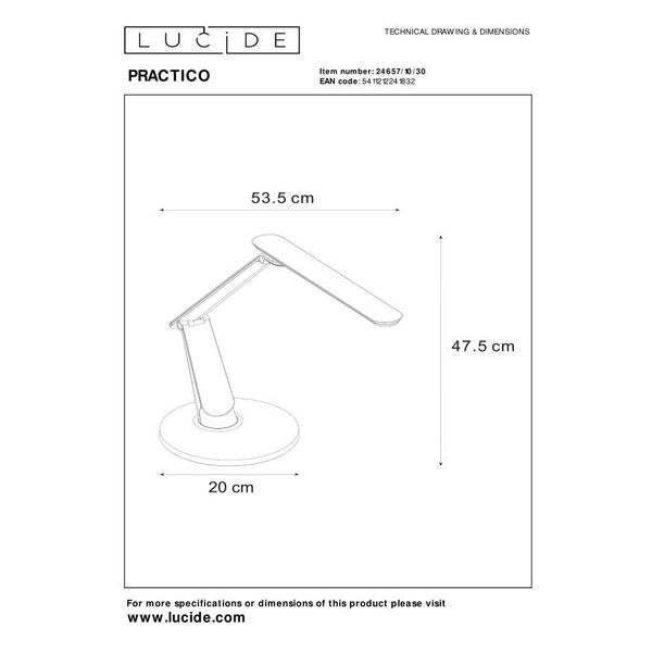 PRACTICO Desklamp LED with USB 10W DTW  Black