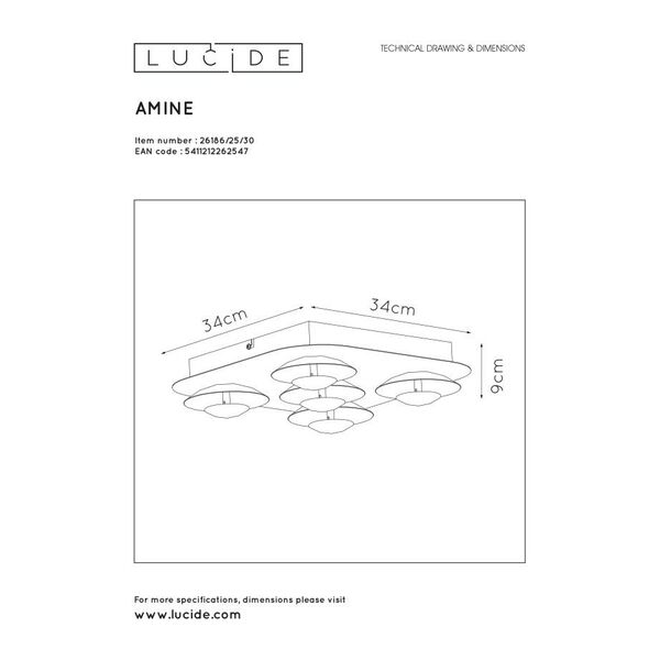 AMINE Ceiling Light LED 5x5W 34/34cm Rust Brown