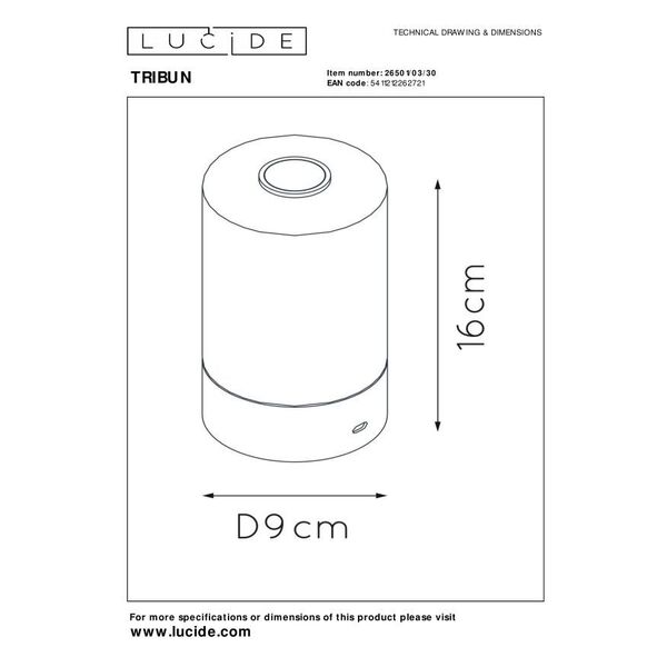 TRIBUN Table lamp Led 3W Matt Black /  plexi