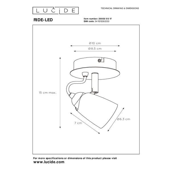 RIDE-LED Spot GU10/5W incl 3000K Red Copper