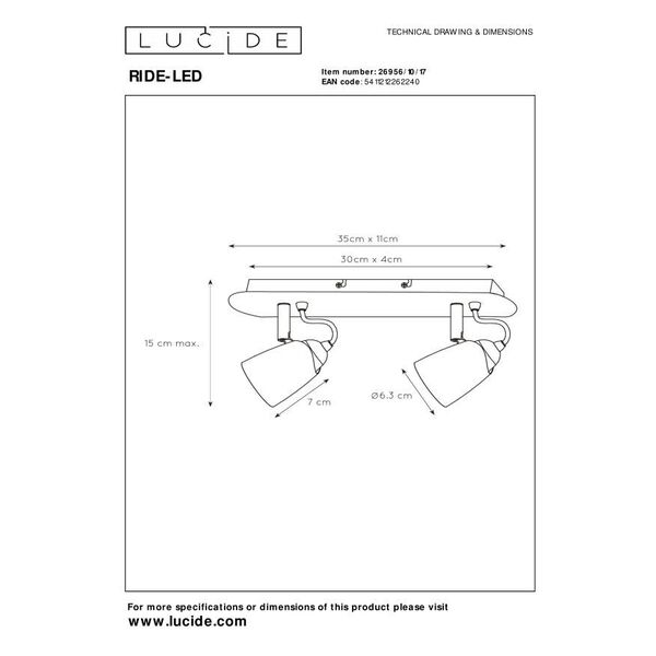 RIDE-LED Spot 2xGU10/5W incl 3000K Red Copper