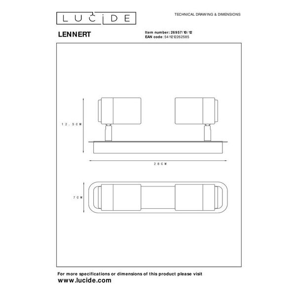 LENNERT Spot 2xGU10/5W incl Satin Chrome