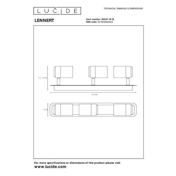 LENNERT Spot 3xGU10/5W incl Satin Chrome