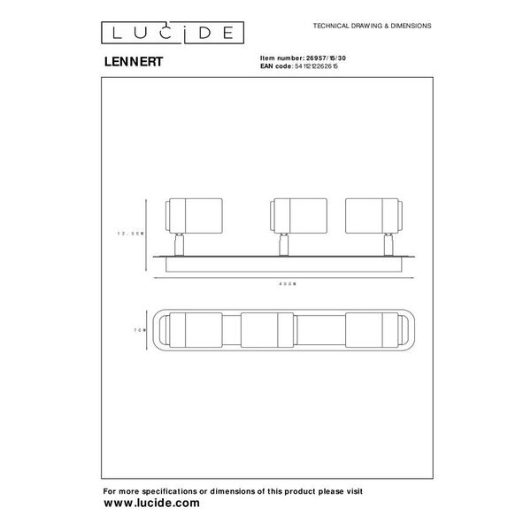 LENNERT Spot 3xGU10/5W incl Black