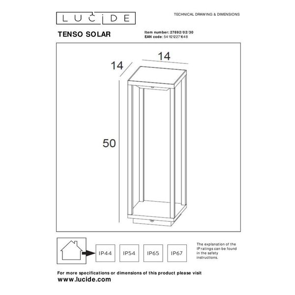 TENSO SOLAR Post Outdoor H50cm IP54 Anthracite