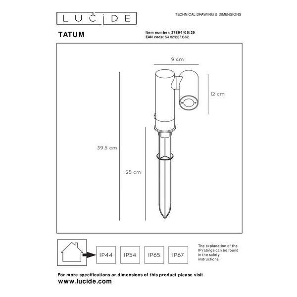 TATUM Garden spotlight ground spike LED 4.5W Anthr