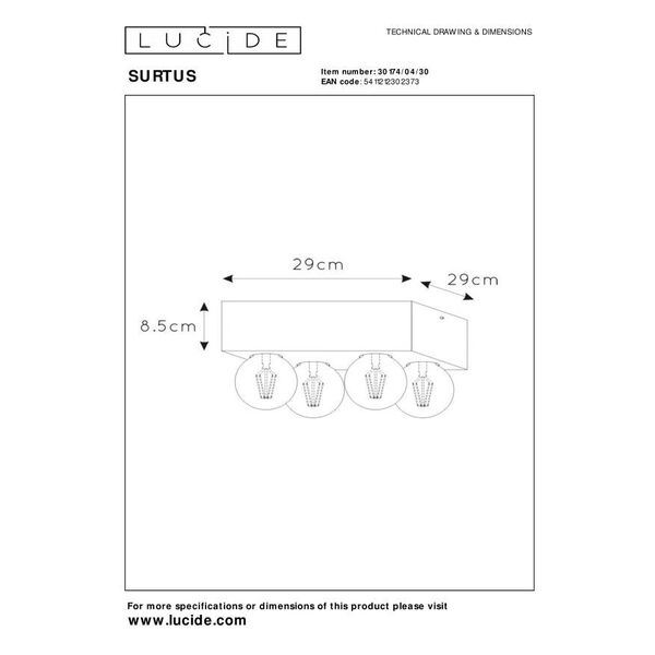 SURTUS Ceiling Light 4xE27/60W Black