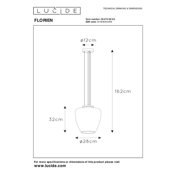FLORIEN Pendant E27 60W Amber
