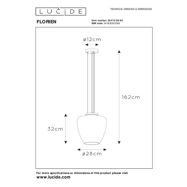 FLORIEN Pendant E27 60W Smoke