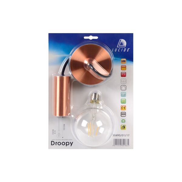 DROOPY Pendant E27/5W incl. H10 Ø4.5cm Red Copper