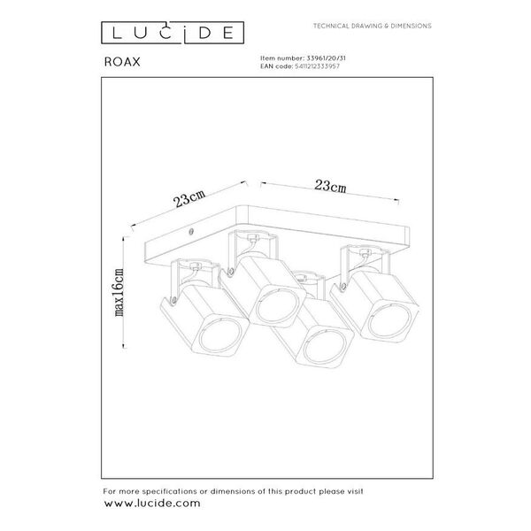 ROAX Spot LED 4xGU10/5W incl Dimmable 320LM