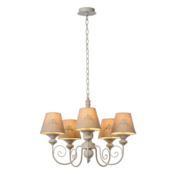ROBIN Chandelier 5xE14 Ø57cm Shade Linen/Taupe
