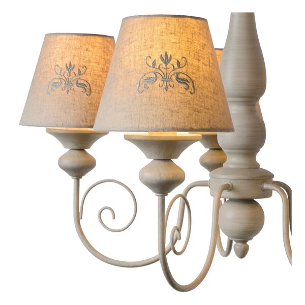 ROBIN Chandelier 5xE14 Ø57cm Shade Linen/Taupe