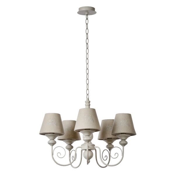 ROBIN Chandelier 5xE14 Ø57cm Shade Linen/Taupe