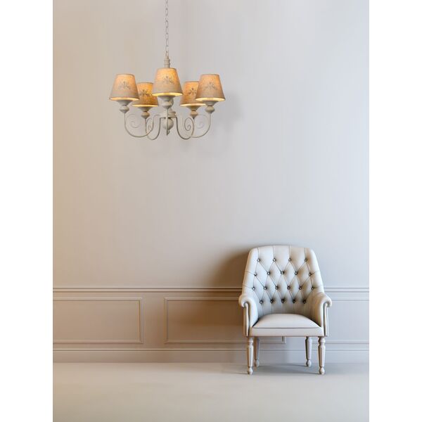 ROBIN Chandelier 5xE14 Ø57cm Shade Linen/Taupe