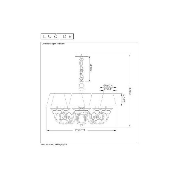 ROBIN Chandelier 8xE14 Shade Linen/Taupe