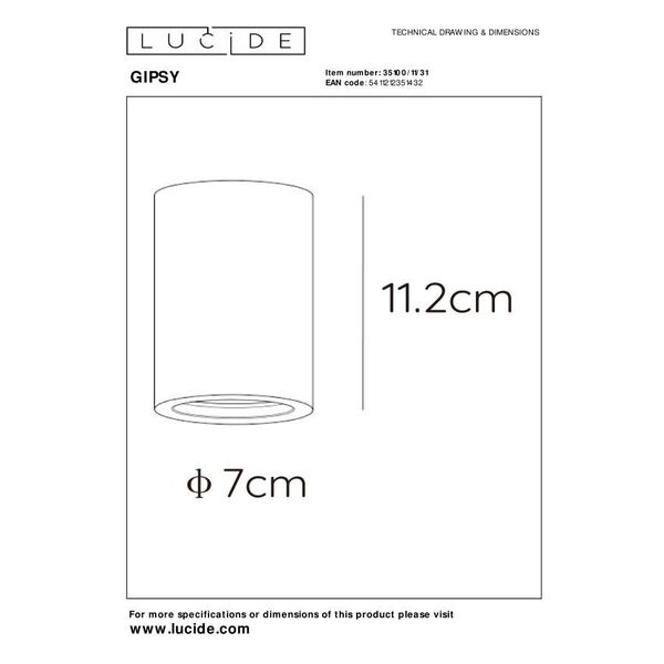 GIPSY Ceiling Light Round GU10 H11cm White