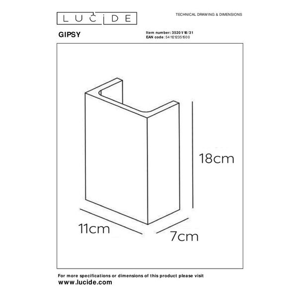GIPSY Wall Light Square G9 18/11/7cm White