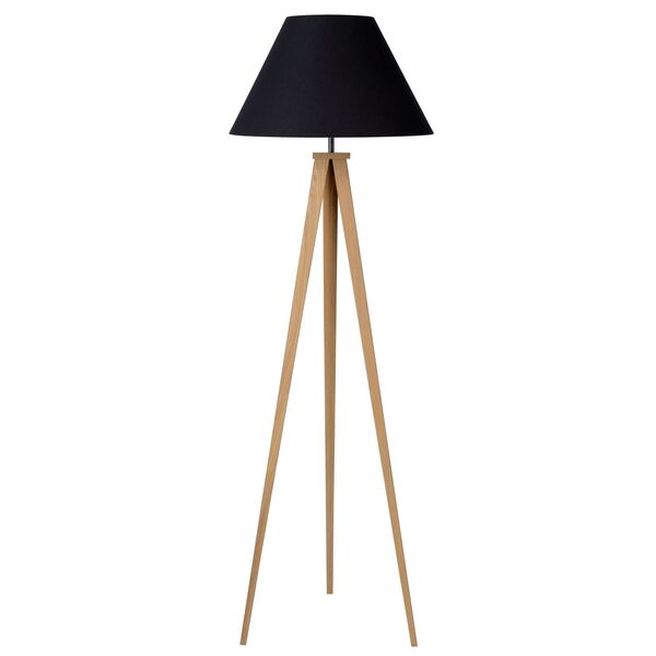 JOLLI Floor Lamp E27 D50 H153cm Wood/Shade Black
