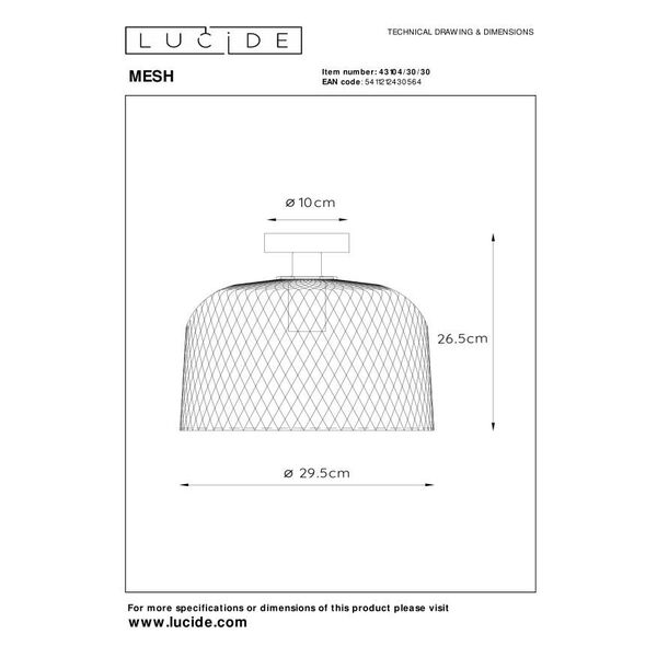 MESH Ceiling Light E27 Ø30cm H26cm Black