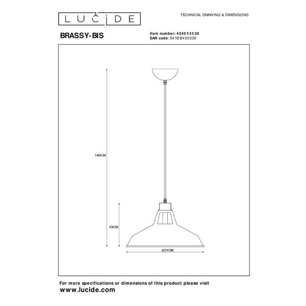 BRASSY-BIS Pendant E27 Ø31cm  Black