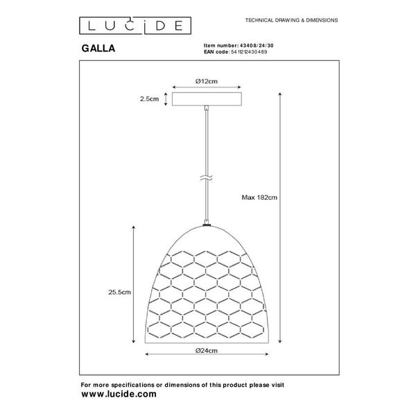 GALLA Pendant E27 Ø24cm Black