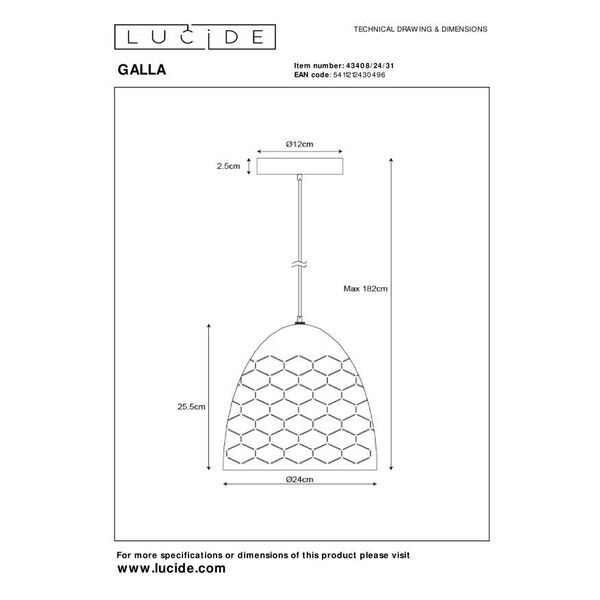 GALLA Pendant E27 Ø24cm White