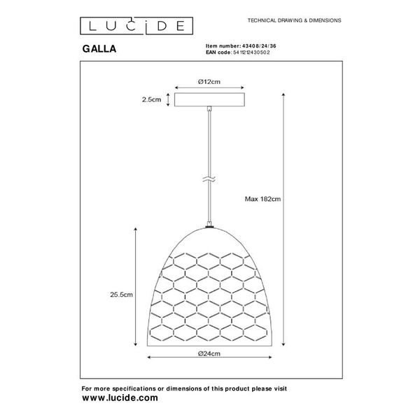 GALLA Pendant E27 Ø24cm Grey