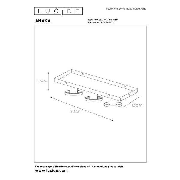 ANAKA Ceiling light 3x E27/60W Black/Satin Brass