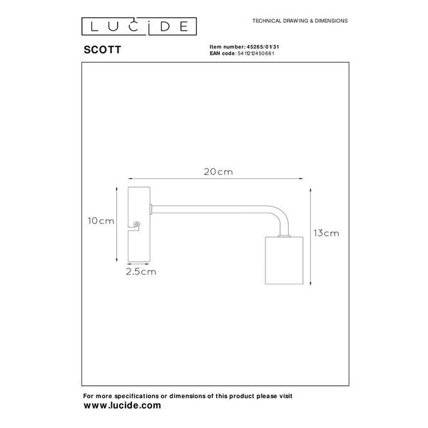 SCOTT Wall Light E27 L20  H12cm White