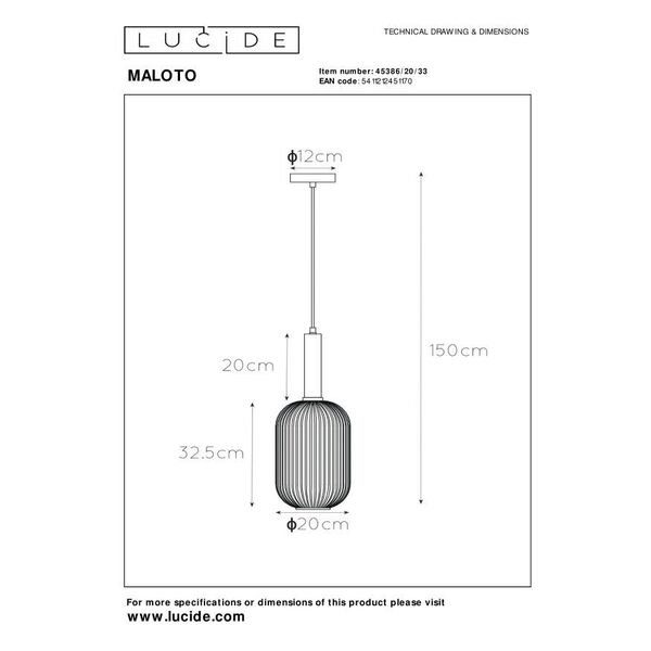 MALOTO Pendant Ø 20cm E27/40W Green/Messing