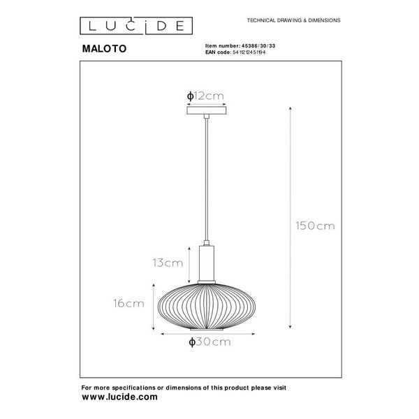 MALOTO Pendant Ø 30cm E27/40W Green/Messing