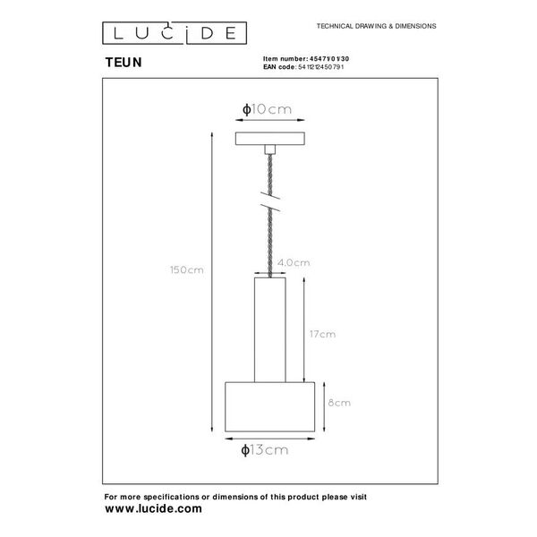 TEUN Pendant E27/40W Black