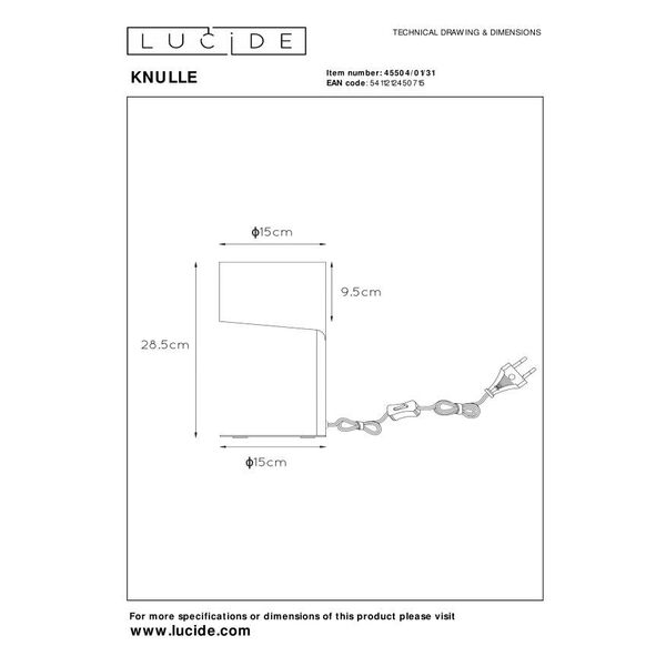 KNULLE Table Lamp E14 H28,5 D15 cm White