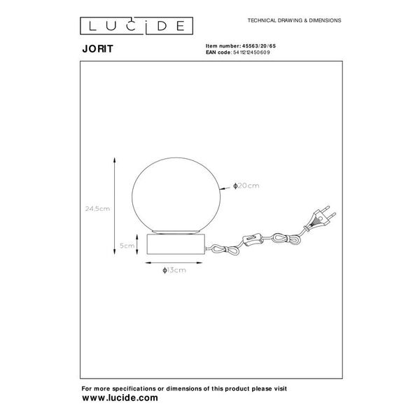 JORIT Table Lamp E27 Ø20cm H24.5cm Fumé