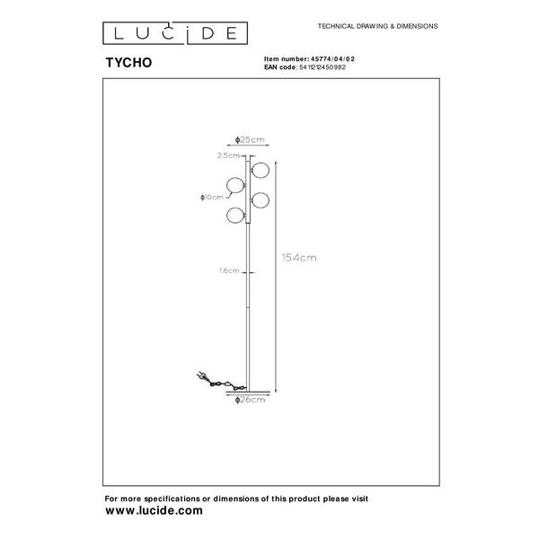 TYCHO Floorlamp 4xG9 28W Satin Brass