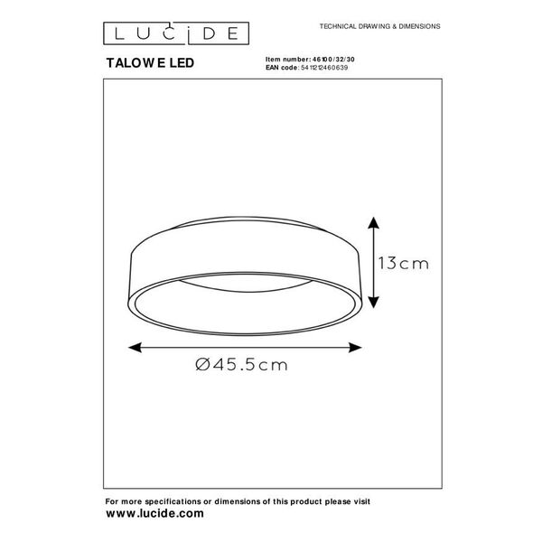 TALOWE LED Ceiling Light Ø45cm 30W 3000K Black