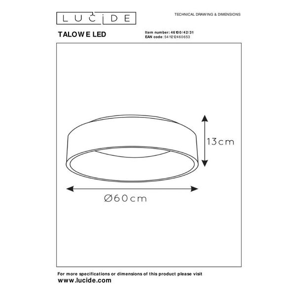 TALOWE LED Ceiling Light Ø60cm 42W 3000K White