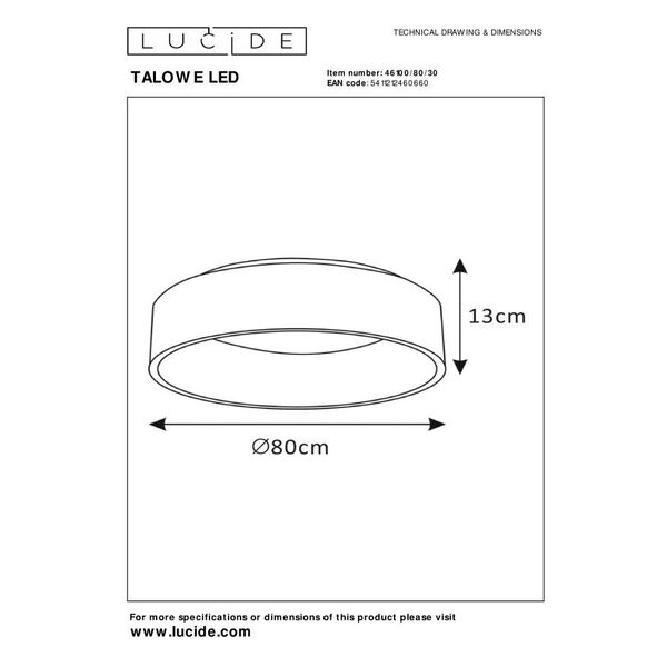 TALOWE LED Ceiling Light Ø80cm 80W 3000K Black