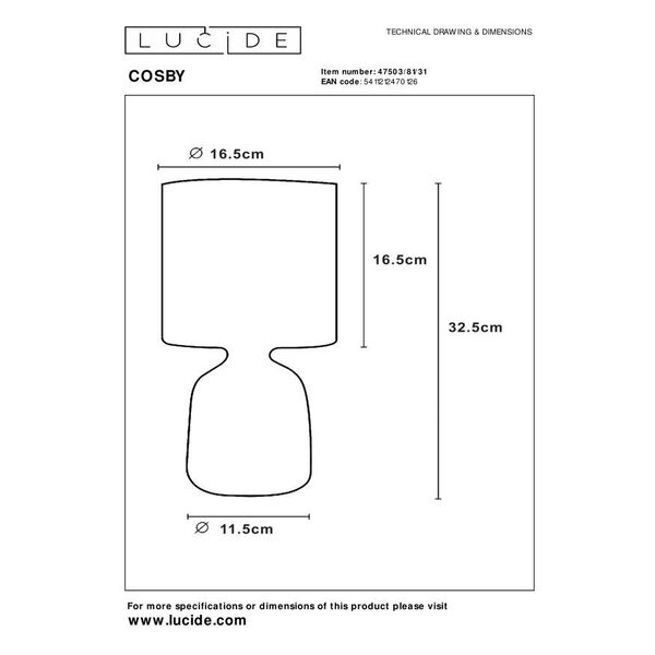 COSBY Table Lamp E14 H32.5cm White