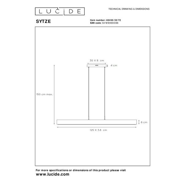 SYTZE Pendant LED 4x8W L125cm 2560LM Wood