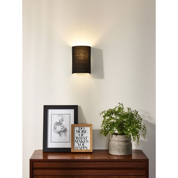 CORAL Wall Light  E14 Shade Round H20cm Black