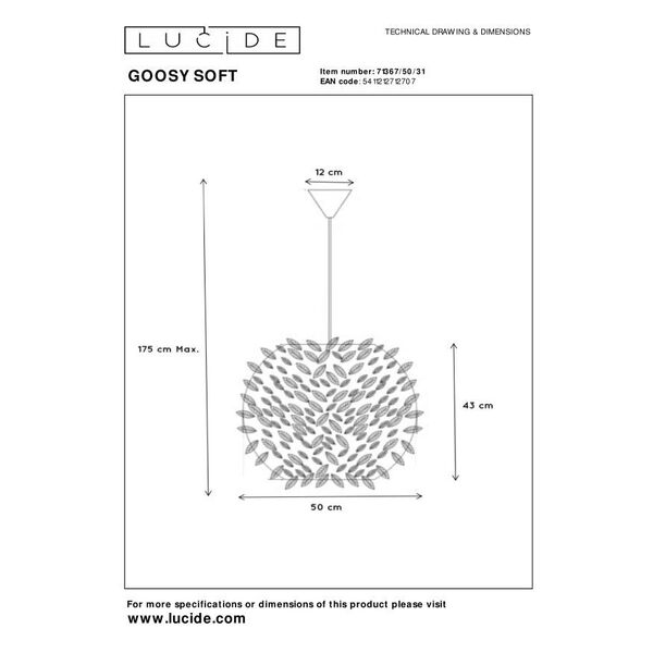 Подвесной светильник Lucide Goosy soft