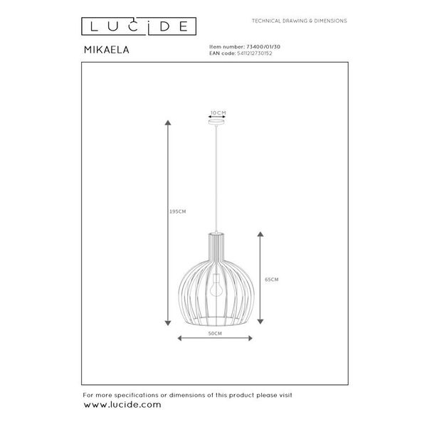MIKAELA Pendant E27 Ø50cm H65cm Black