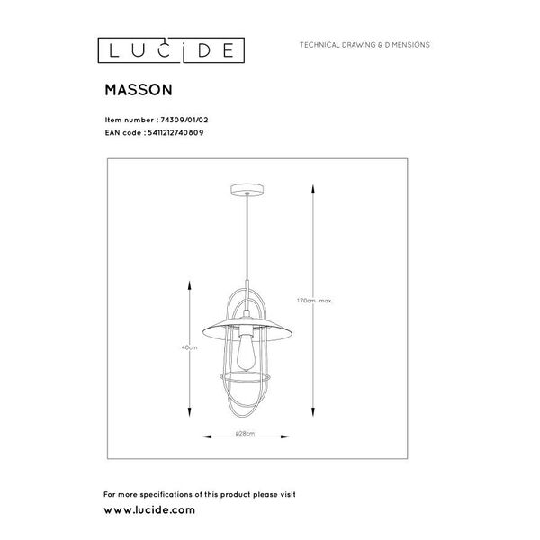 MASSON Pendant  E27/40W Satin Brass