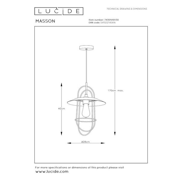 MASSON Pendant  E27/40W Black
